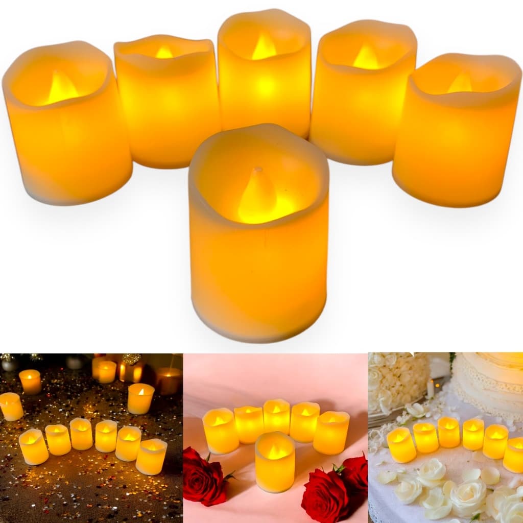 Kit 12 Vela Led Eletrônica Chama Viva Decoração Luz + Bateria
