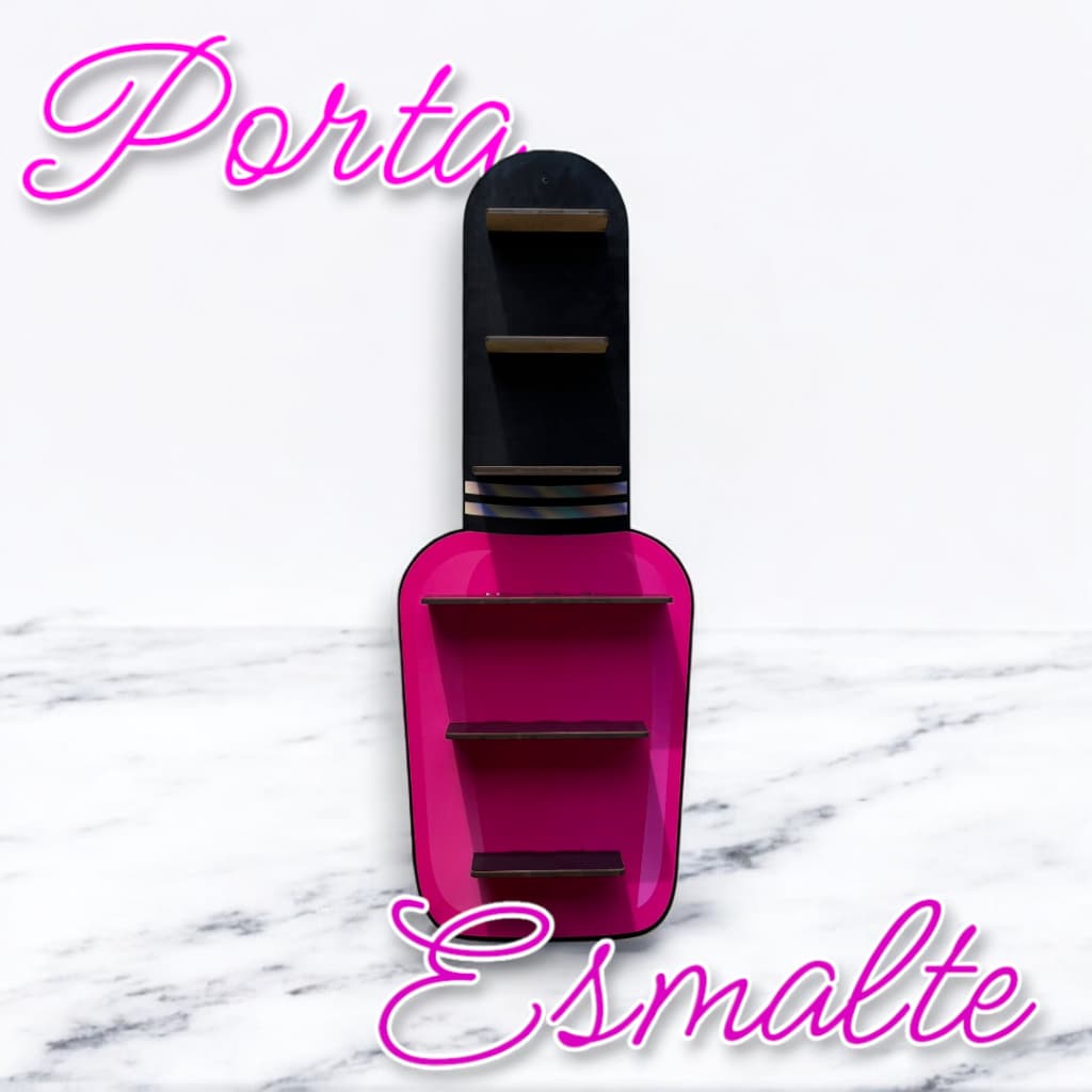 Porta Esmalte MDF De Parede Expositor Adesivado Moderno Para 18 Esmaltes