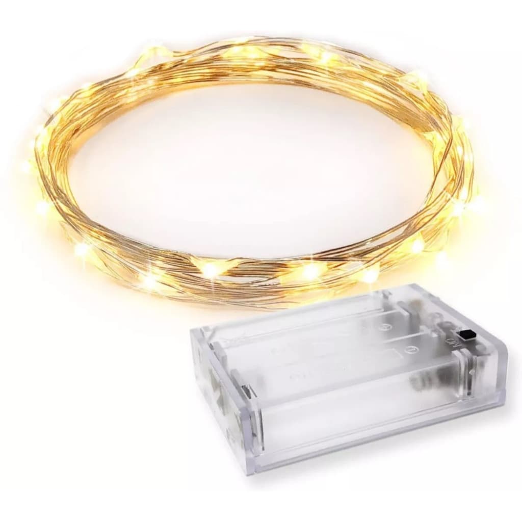 Kit 6 Fios Fada Prata Cobre Luz Cores Natal 5m 50 Leds Pilha Branco quente Branco frio. Não Possui Função Pisca-Pisca