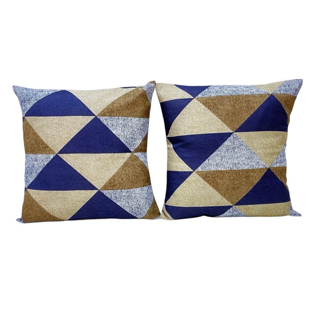 CAPAS ALMOFADAS 45x45 cm (2 ESTAMPADAS GEOMÉTRICAS AZUL E BEGE), (2 MARRON), COM ZÍPER ESCONDIDO