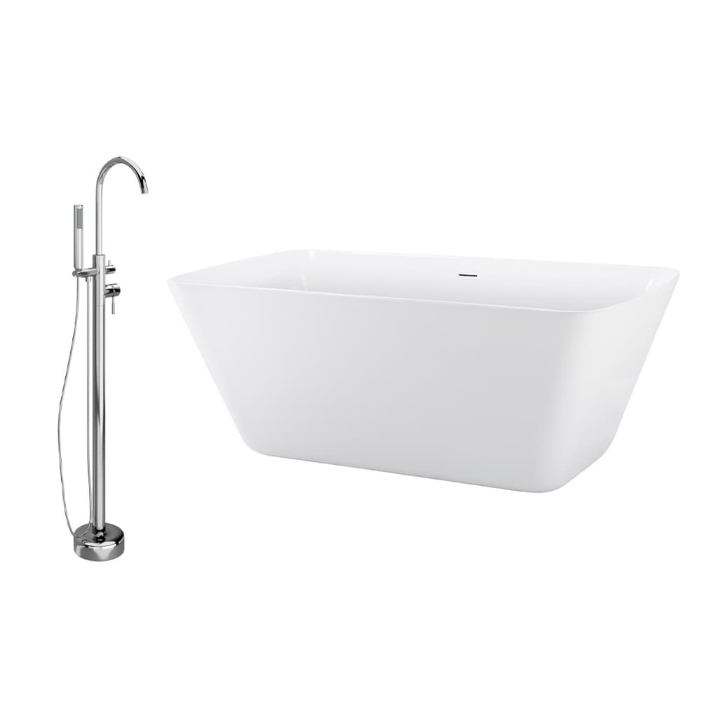 Kit Banheira de Imersão Freestanding NAB0001 + Torneira Misturador Monocomando de Piso para Banheira