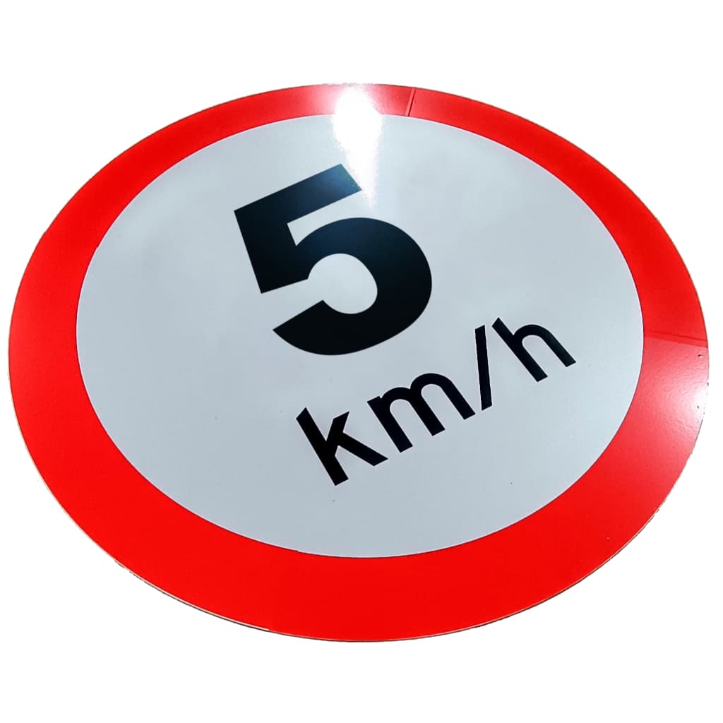 Placa de Sinalização, Velocidade, Condomínio, 5km/h, Refletiva, 40cm, em ACM 3mm (alumínio composto)