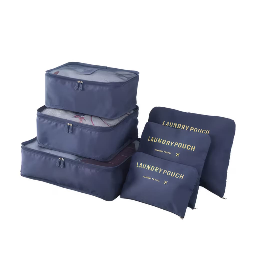 KIT ORGANIZADOR COM 6 PEÇAS DE NECESSAIRES / DIFERENTES TAMANHOS E CORES / PARA VIAGEM / ESCOLA / BOLSAS / MALAS