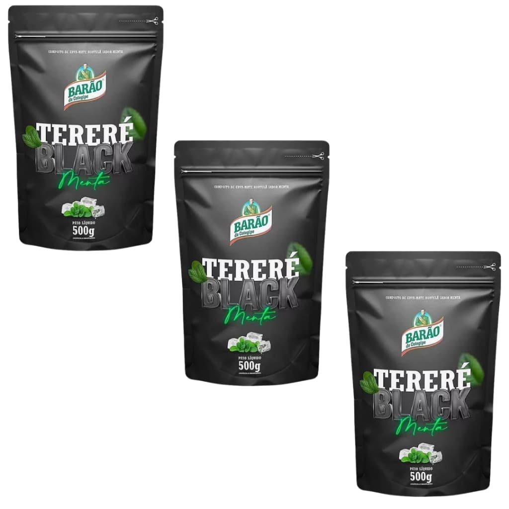 Kit 3 Erva Tereré Black Menta Barão De Cotegipe 500g