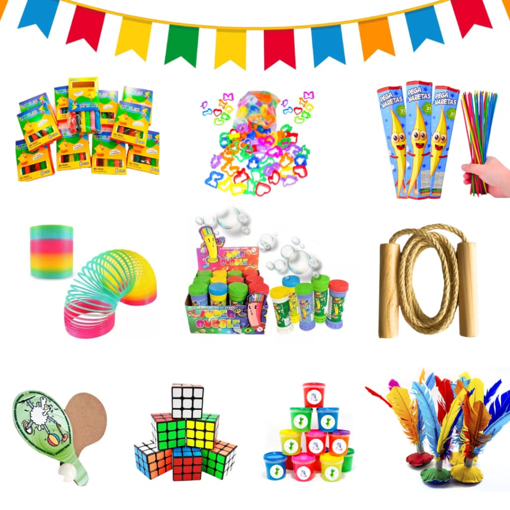 Kit 50 Brinquedos Infantil Lembrancinha Saquinho Surpresa Festa Junina Aniversário Presente Criança