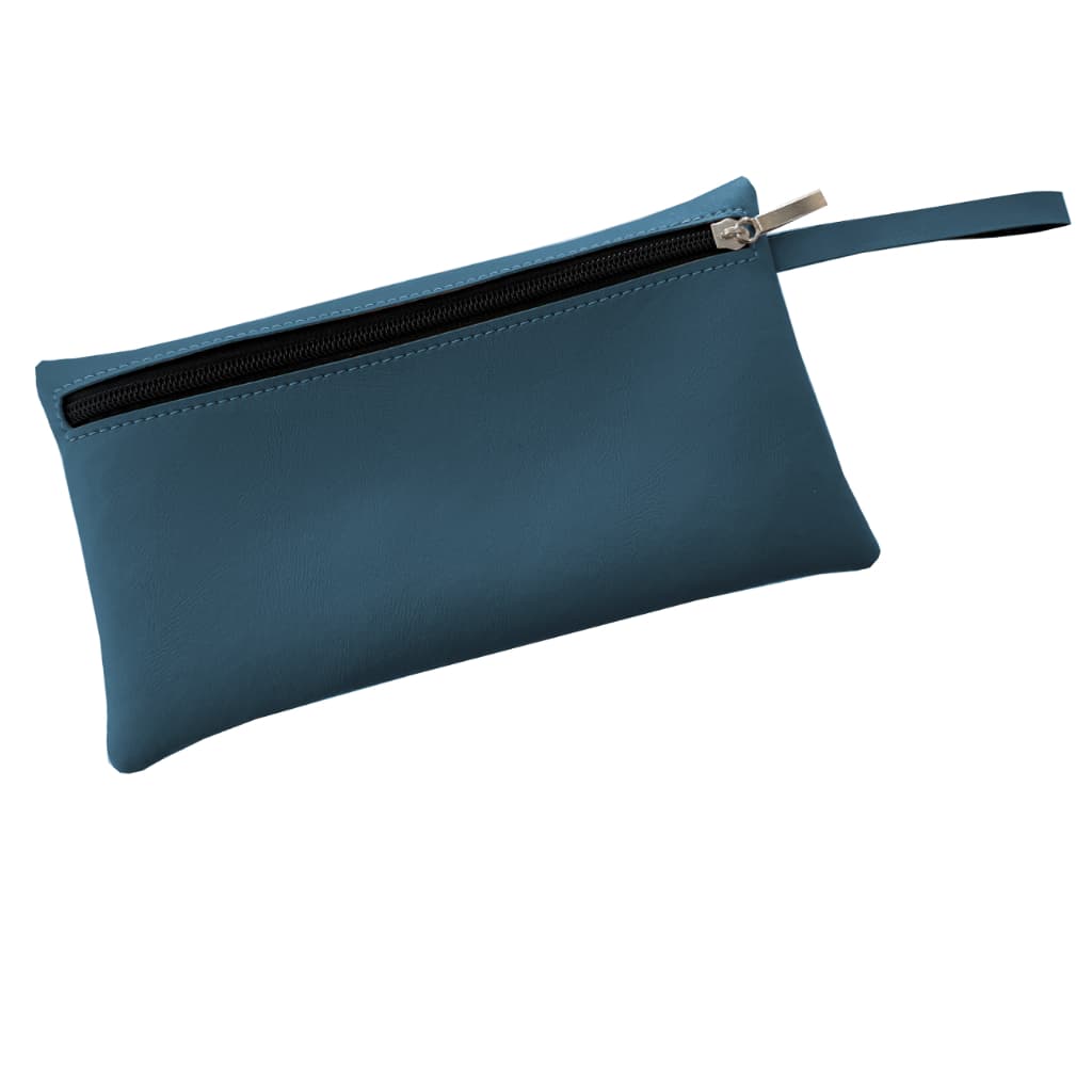 Bolsa Nécessaire de Mão Organizadora em Couro Sintético Azul Oceano