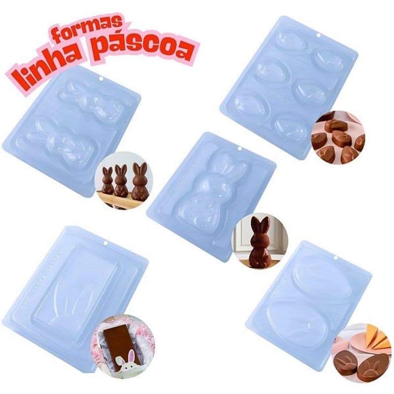3 formas de chocolate Páscoa, 1 forma especial + 2 formas simples tema pascoa. kit vai no modo aleatório