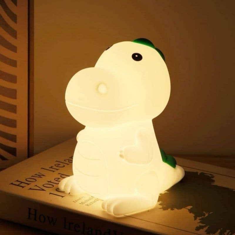 Luminária Mesa Recarregável Lâmpada Noturna Abajur Fofo Grande Silicone Touch Led Usb Dinossauro Decoração Kids