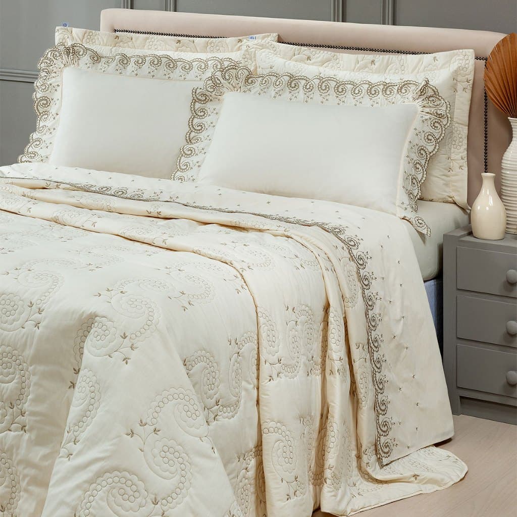 Cobre Leito Super Luxo Bordado 100% Algodão Super King Size Queen