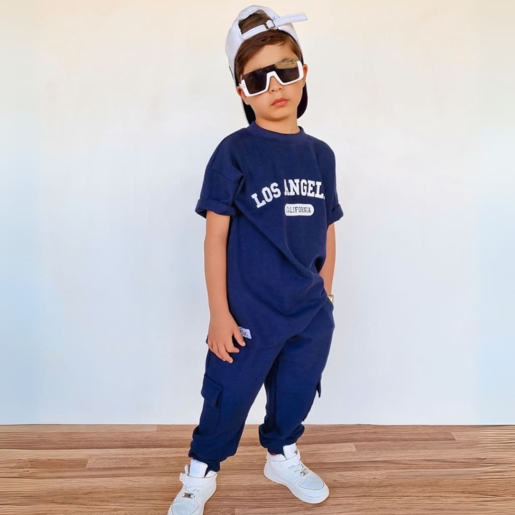 Conjunto Infantil De Malha Camisa e Calça Estampado Casual e Confortável