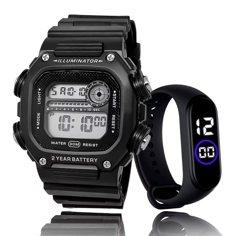 Relógio Esportivo Digital Resistente Água Original + Relógio Led