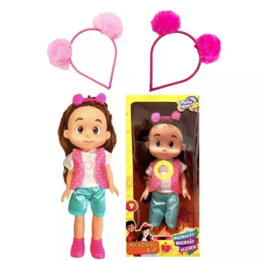Boneca Maria Clara Youtuber 27cm Musical Canta + Tiara Pompom