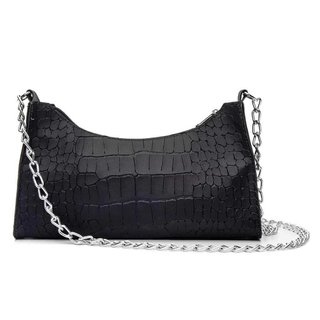 Bolsa Feminina Croco Corrente de Lado Ombro Tiracolo Transversal Lançamento Festa