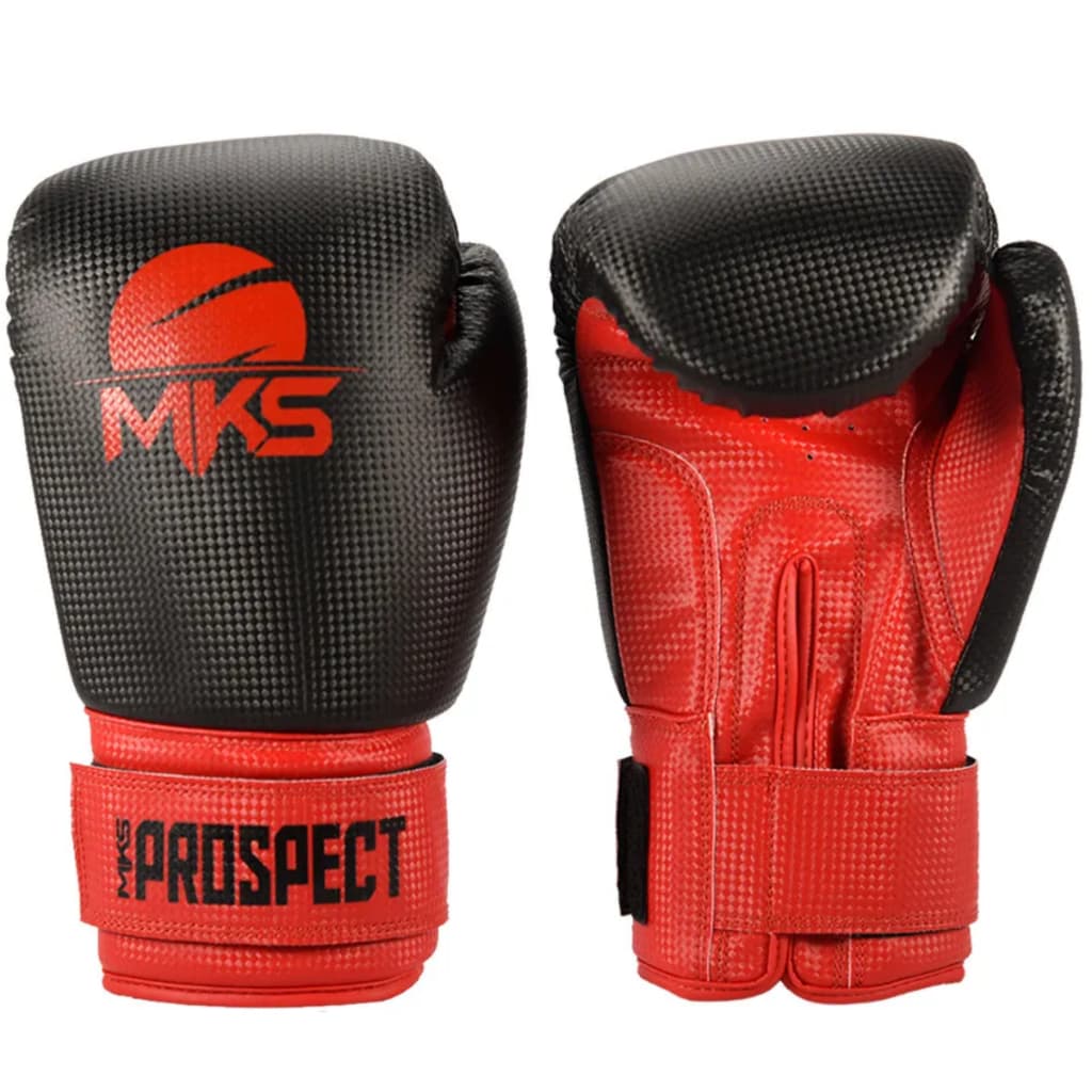 LUVA MUAY THAI BOXE KICKBOXING PROSPECT PRETA/VERMELHA - MKS COMBAT