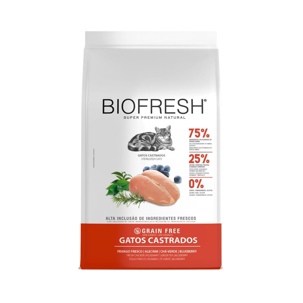 Ração Biofresh Gatos Castrados Sabor Frango 7,5kg