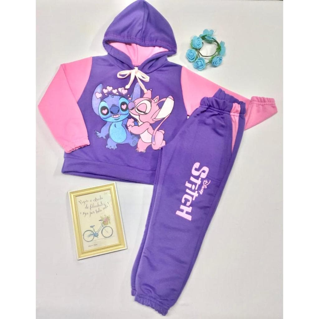 Conjunto Infantil Criança Sti Lil Roupa Infanto Juvenil Menina Femino Inverno Frio  Calça Moletinho Casaco com Capuz