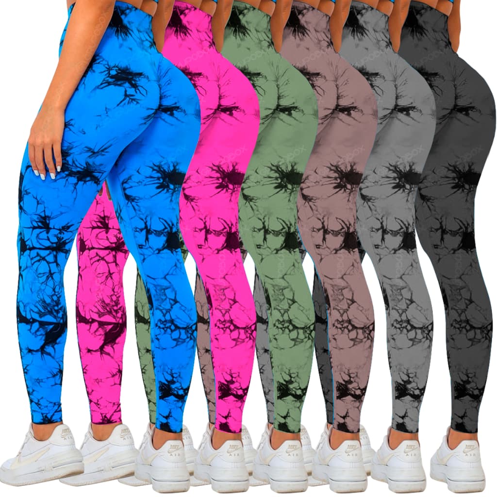 Calça Legging Feminia Esportiva Fitness Tie Dye Marmorizada Empina Bumbum Zero Transparencia