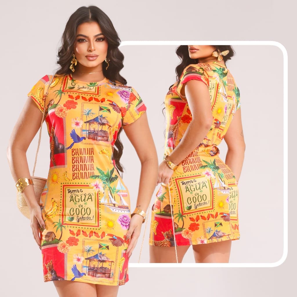 Vestido Feminino Camisetão de Manga Curta Blusão t shirt Camisão Estampado Inspiração Virginia