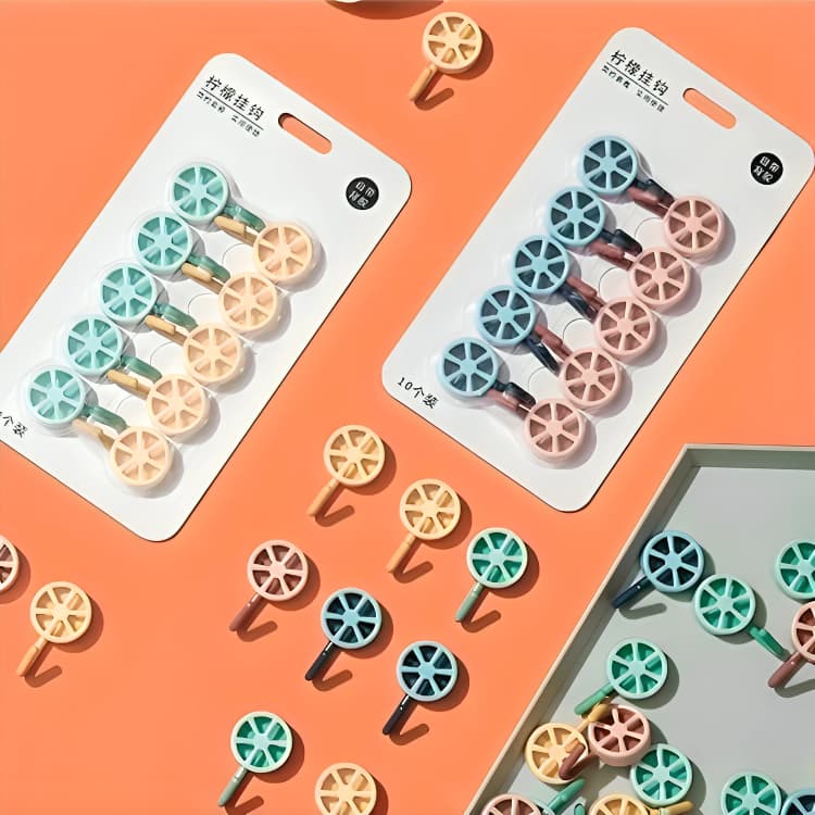 Kit Com 10 Ganchos Adesivos Suporte Parede Plástico Clink Adesivo de Laranjas Gancho Adesivo Formato Laranja