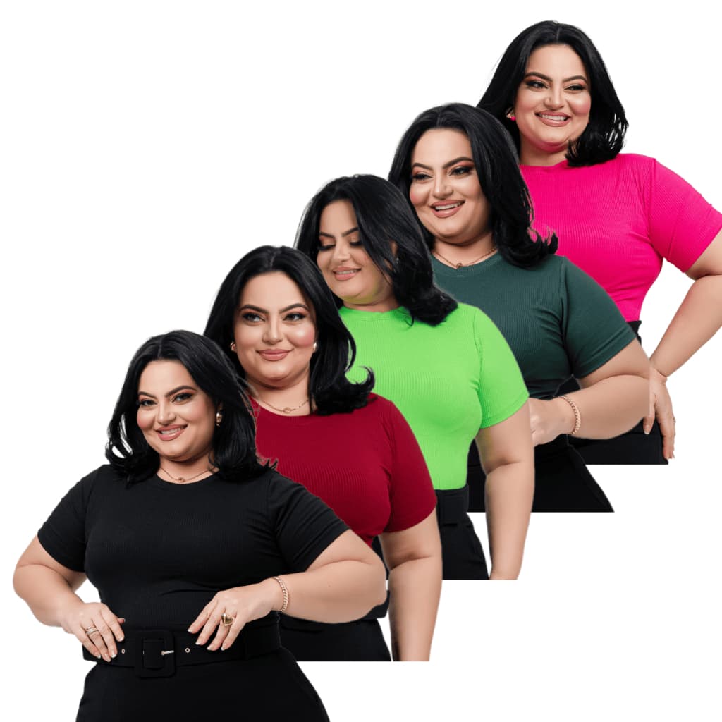 Kit Blusa Plus Size Feminina Suede Canelado 5 Unidades
