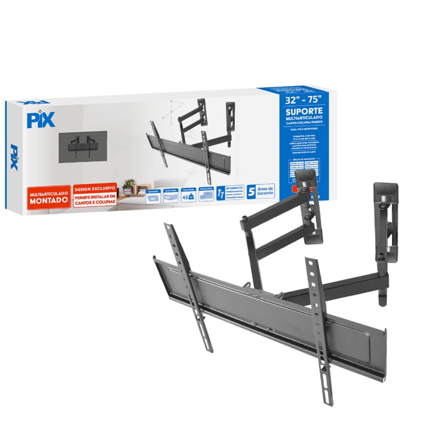 SUPORTE TV MULTI-ARTICULADO - 32 A 75 ( COLUNA ) - MONTADO - PX-38
