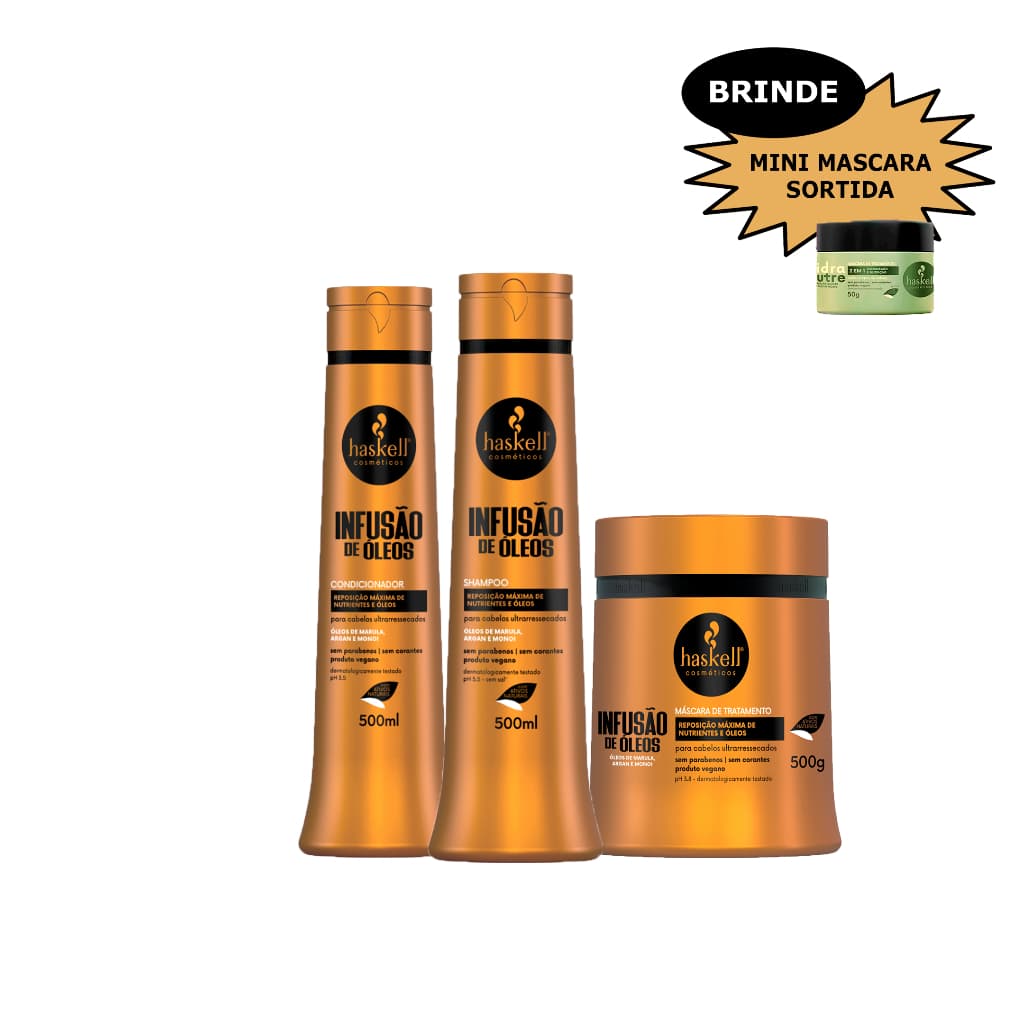 Kit Haskell Infusão De Óleos Shamp+cond+masc 500g