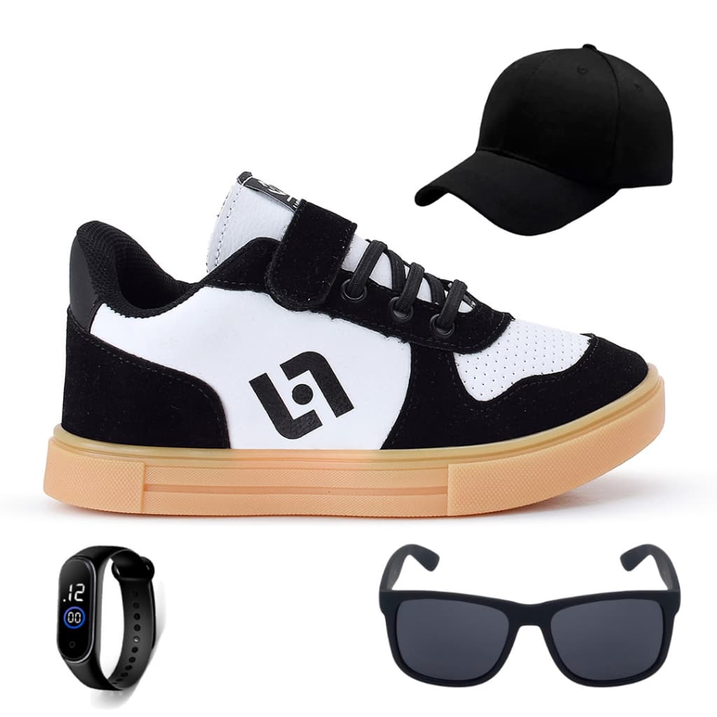 Kit Tenis Casual Infantil Street Light Meninos + Bone + Oculos E Relogio