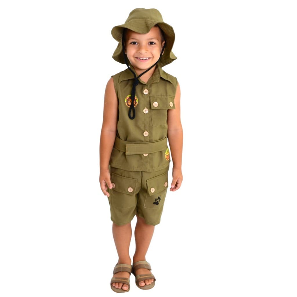 Fantasia Infantil Safari Festa Caçador Menino Vários Temas