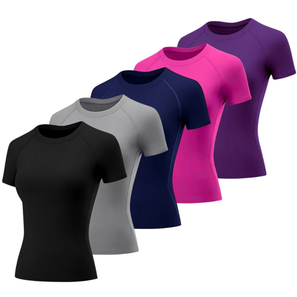 Kit 5 Camisetas Dry Fit Femininas Academia Treino Blusa