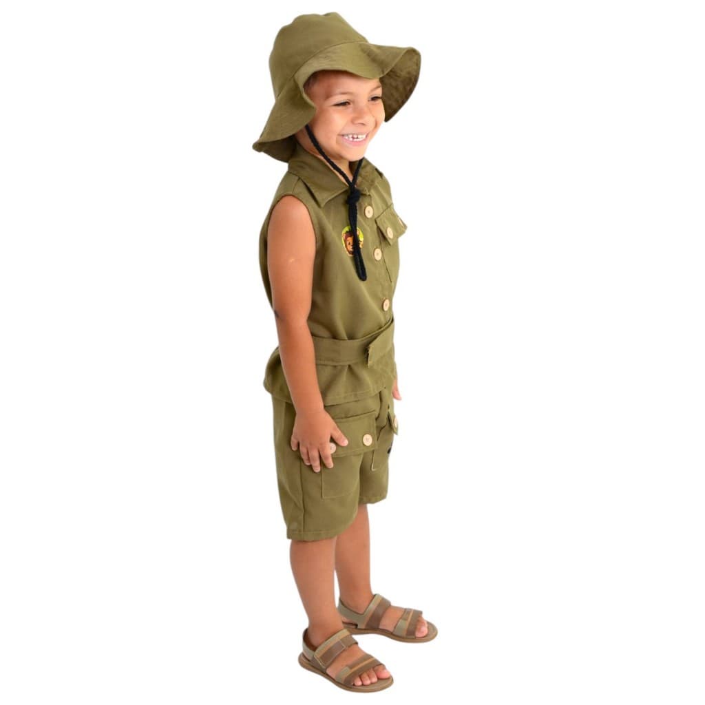Fantasia Infantil Safari Leão Selva Festa Menino Caçador