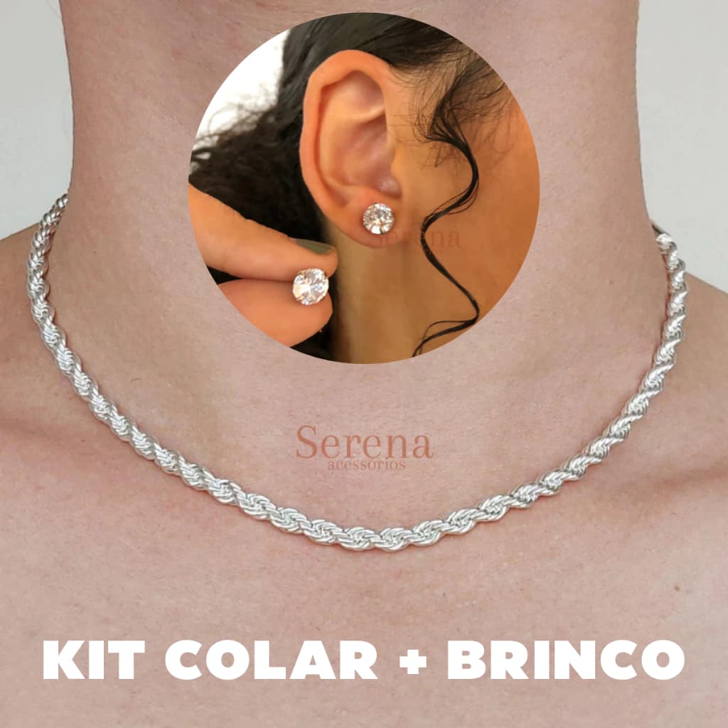 Kit Colar Brinco Jóias Elegante Moda Aço Inoxidável Hipoalergênico Senhoras