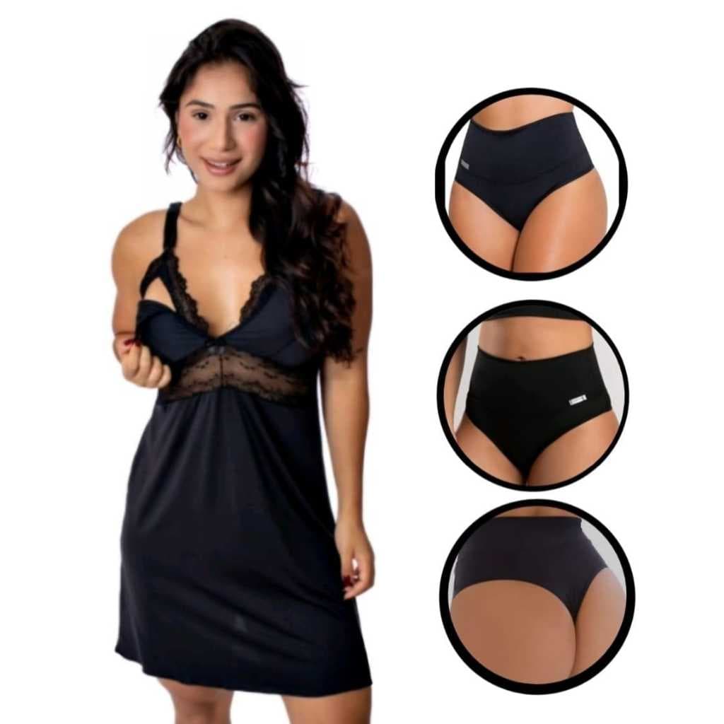 Camisola amamentação + calcinha cinta para gestante e pós parto, calcinha de alta compressão.