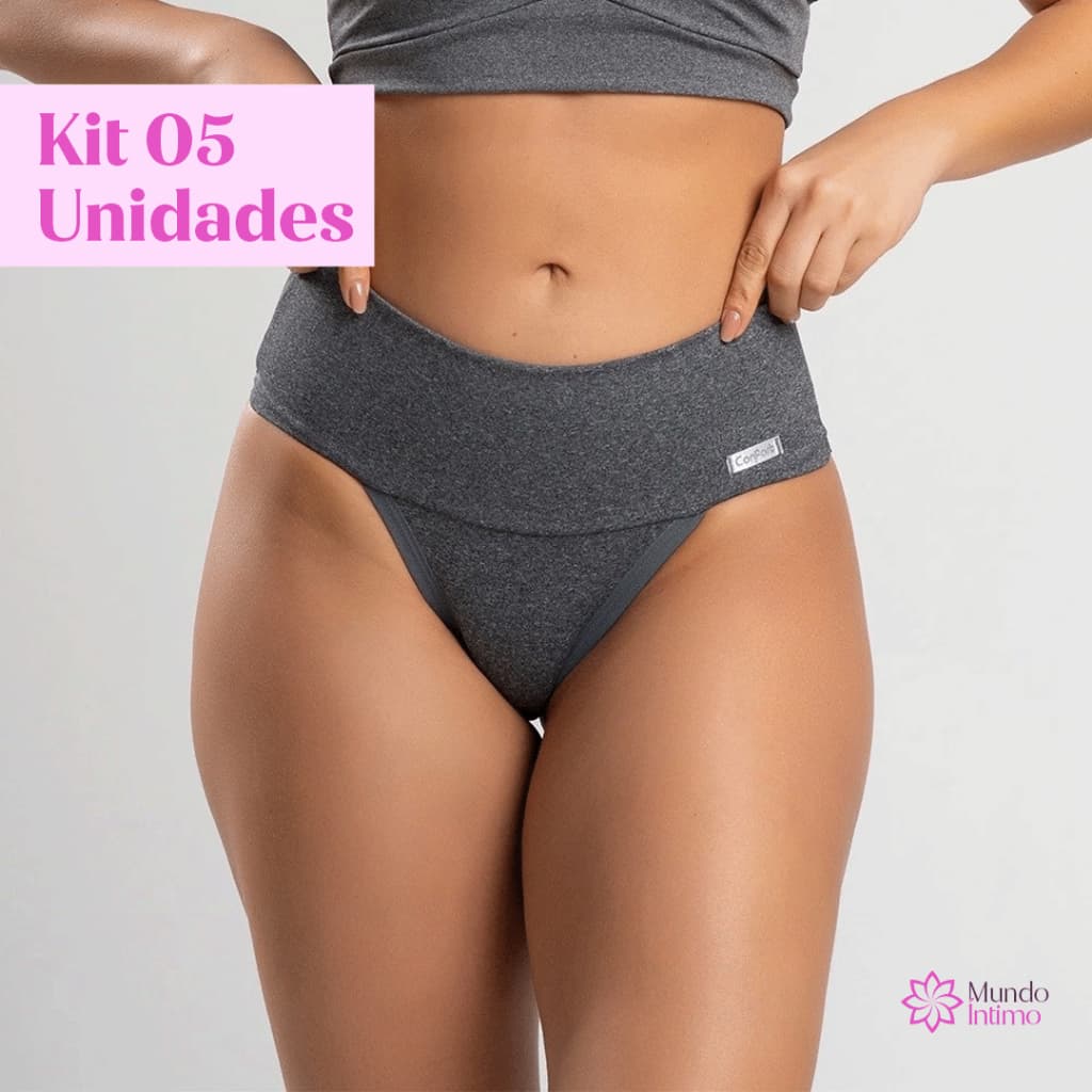 Kit 5 Calcinha cós alto segura barriga Cinta Modeladora Feminina calcinha cintura alta