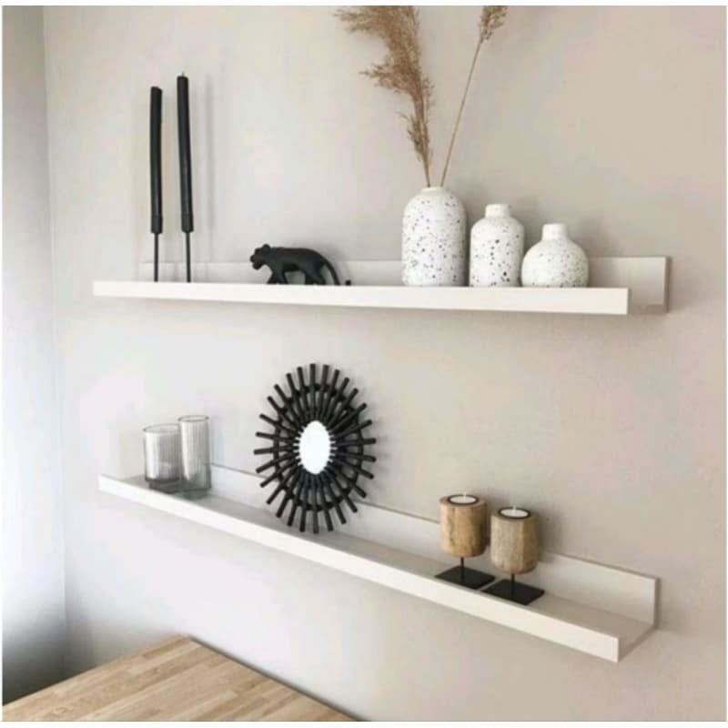Prateleira suspensa MDF branco 60cm tempero, esmalte, livros e decorações - UNIDADE