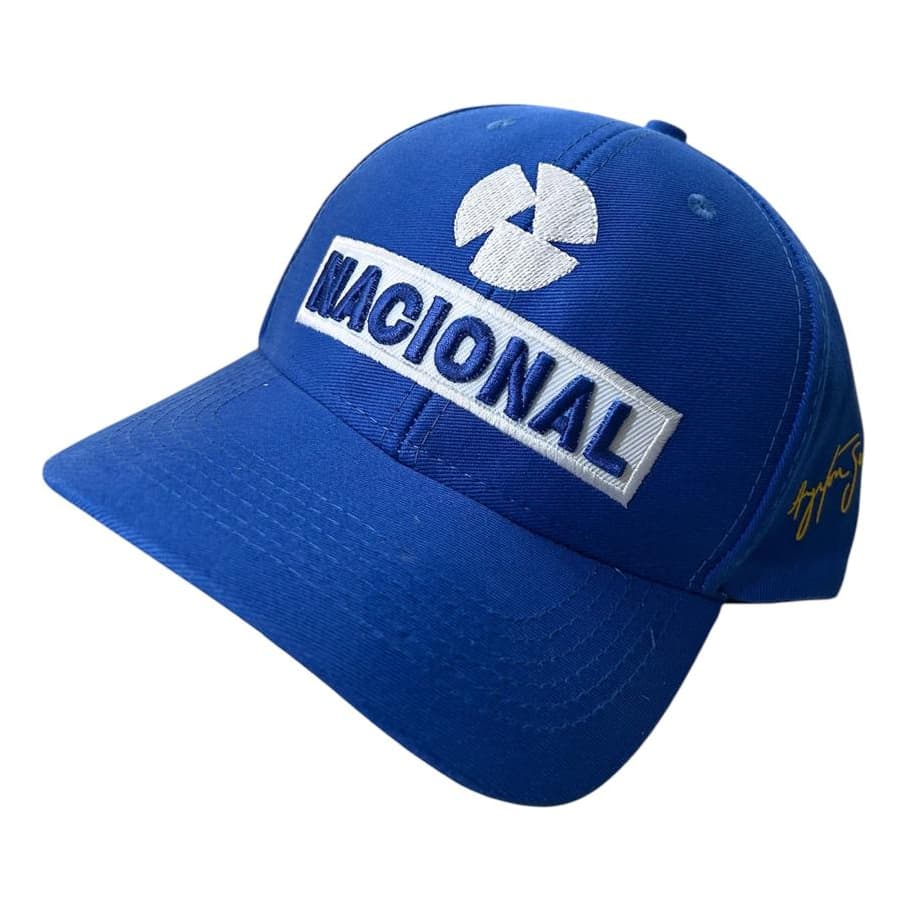Boné Nacional Ayrton Senna Azul Retro Formula 1 com Fecho de Velcro