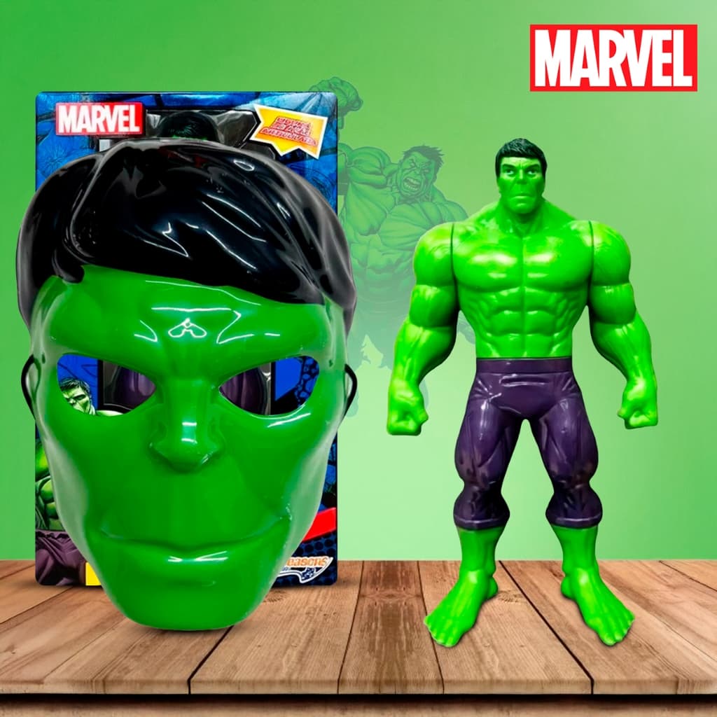 Kit Brinquedo Boneco Hulk Infantil Mascara Original Presente dia das Crianças Aniversario Natal