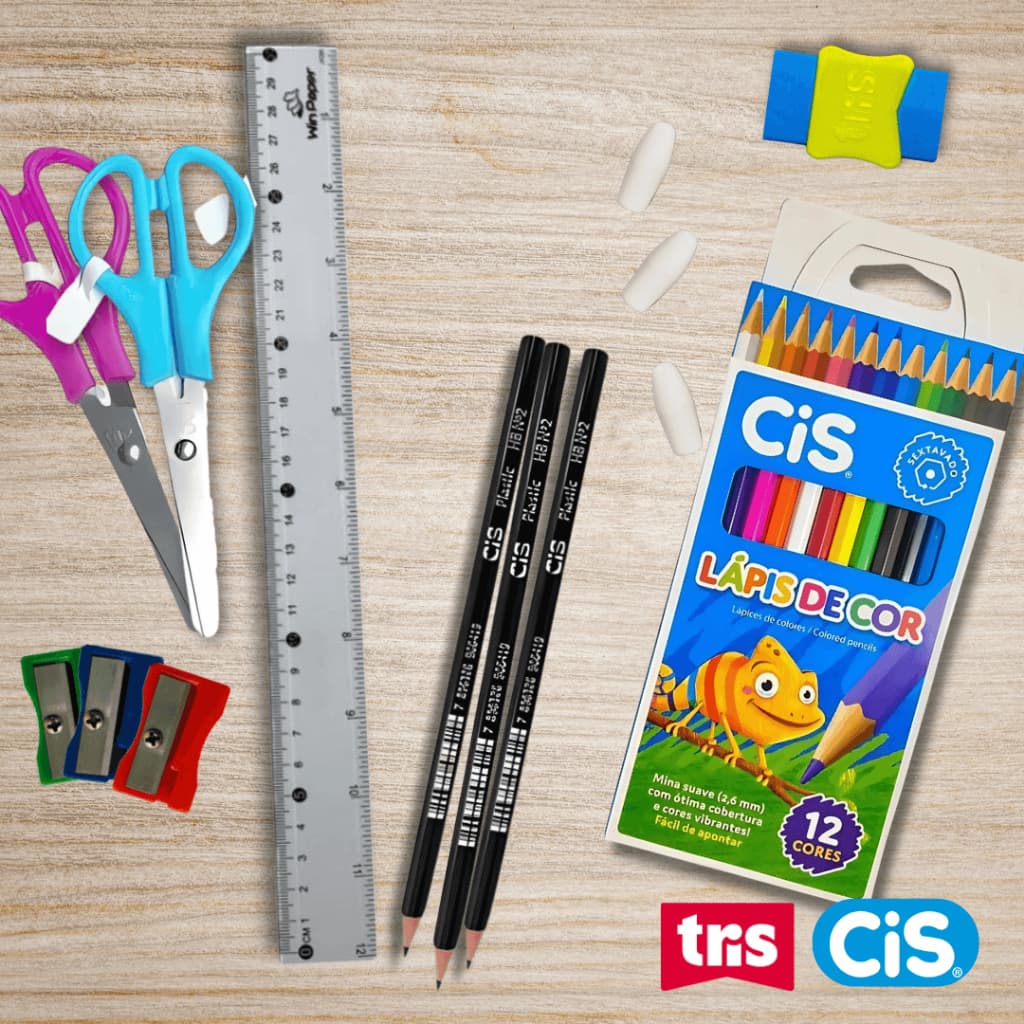 Kit Escolar 13 Peças Completo Cis Tris