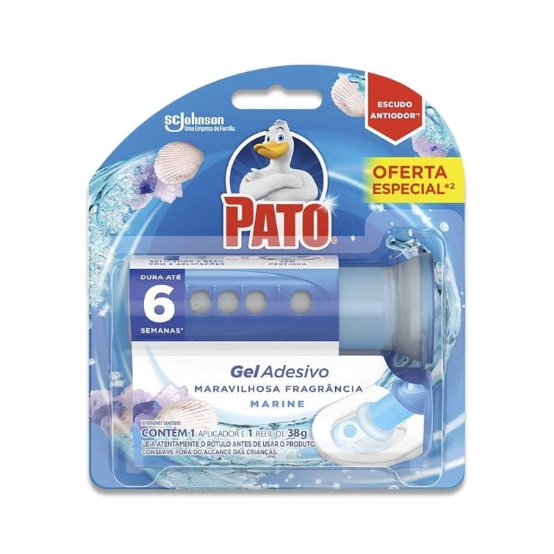 Desodorizador Sanitário Pato Gel Adesivo Marine Aplicador + 6 discos