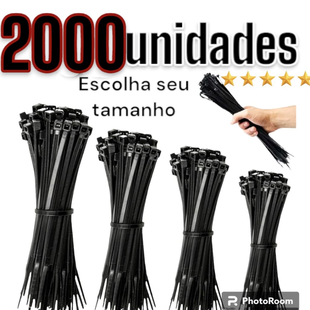 Kit com 2000 un cinta plástica/abraçadeira nylon/ fita hellerman VARIAS MEDIDAS