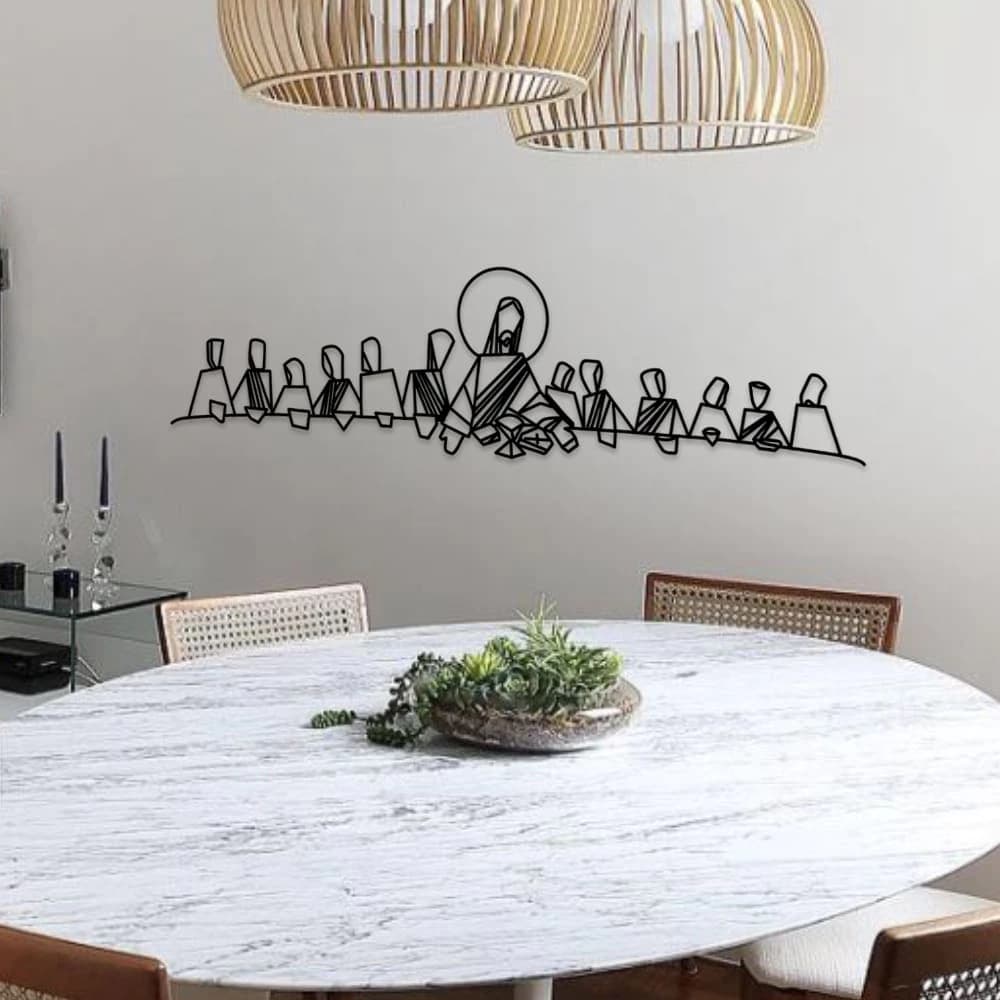 Quadro Religioso Releitura Santa Ceia Decoração Sala De Jantar Mdf