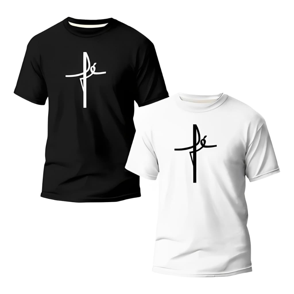 Kit 2 Camiseta Estampada Fé Camisa Premium Algodão Qualidade