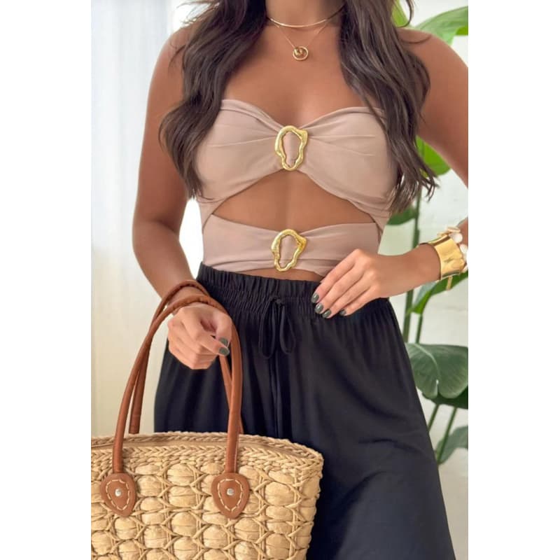 kit Body maio feminino fivela tomara que caia modinha blogueira