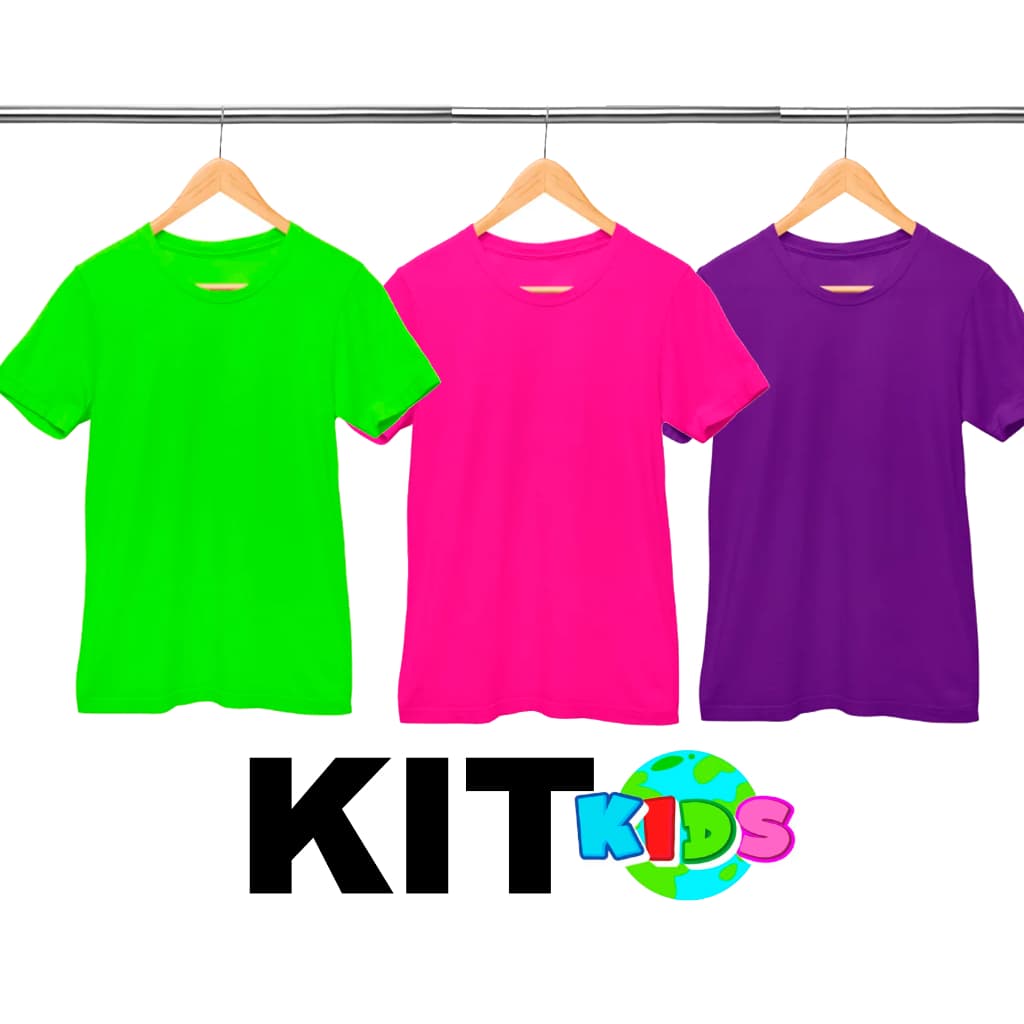 KIT 3 CAMISETAS INFATIL MODERNA 100% ALGODÃO CORES NOVAS COSTURA OMBRO A OMBRO