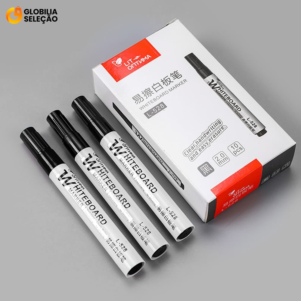 KIT 10 Peças Marca Textos Caneta Quadro Branco de Alta Qualidade Easy-Erase Marcadores de Preto