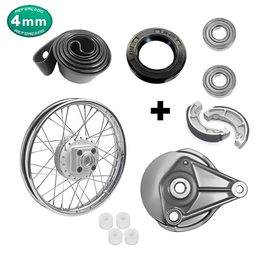 Roda Traseira Completa Espelho Cg 125 Titan 83 A 99 Raio 4mm Espelho de Freio Bucha Rolamentos