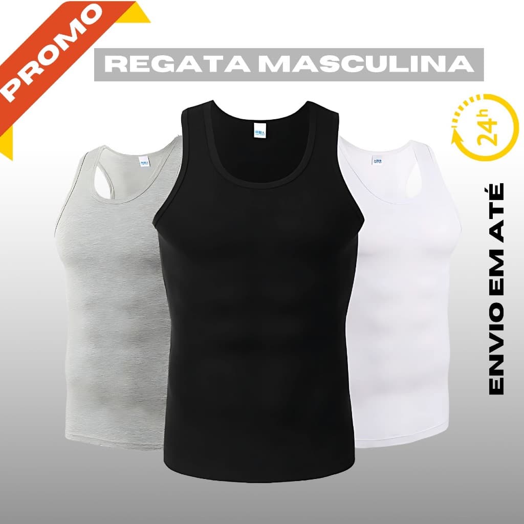 Regata Masculina Canelada Slim Básica Americana Academia Casual