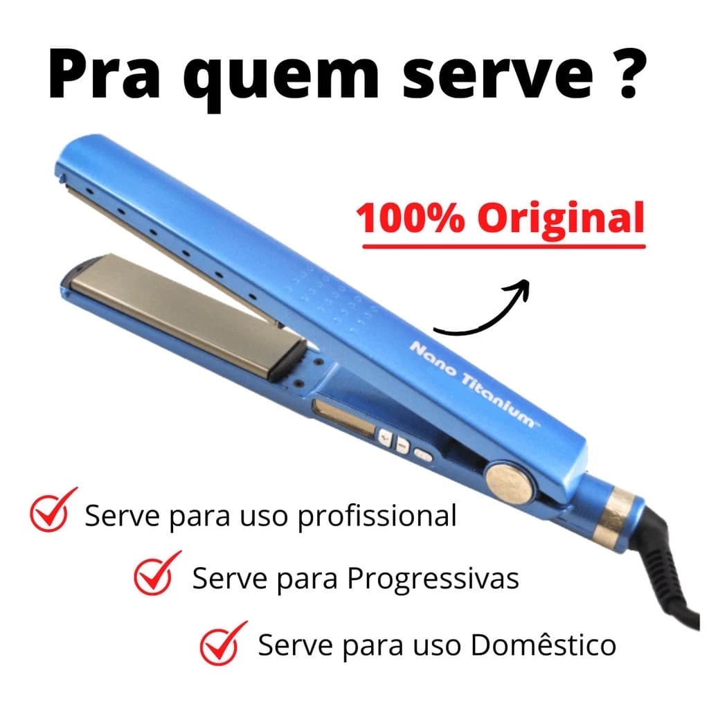 Chapinha Profissional Nano Titanium 450°f 4Forte Prancha Alisador Progressiva de Cabelo Bivolt 110V/220V