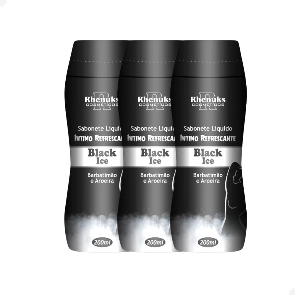 Kit 3 Sabonetes Íntimos Rhenuks 200ml Maçã do Amor Menta Pura e Black Ice