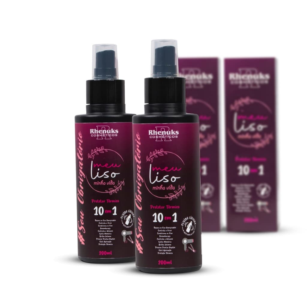 Kit 2 Spray Meu Liso Minha Vida Rhenuks Cabelos Alinhados Hidratados e Sem Frizz