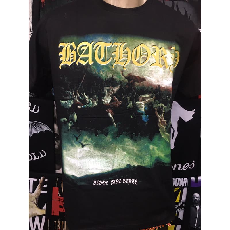 Camiseta de rock Bathory - Blood Fire Death camiseta Brutal Wear black metal